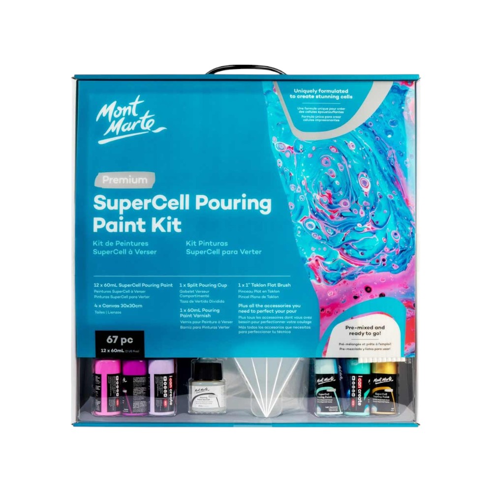 Mont Marte SuperCell Pouring Paint Kit 67pc - Front View